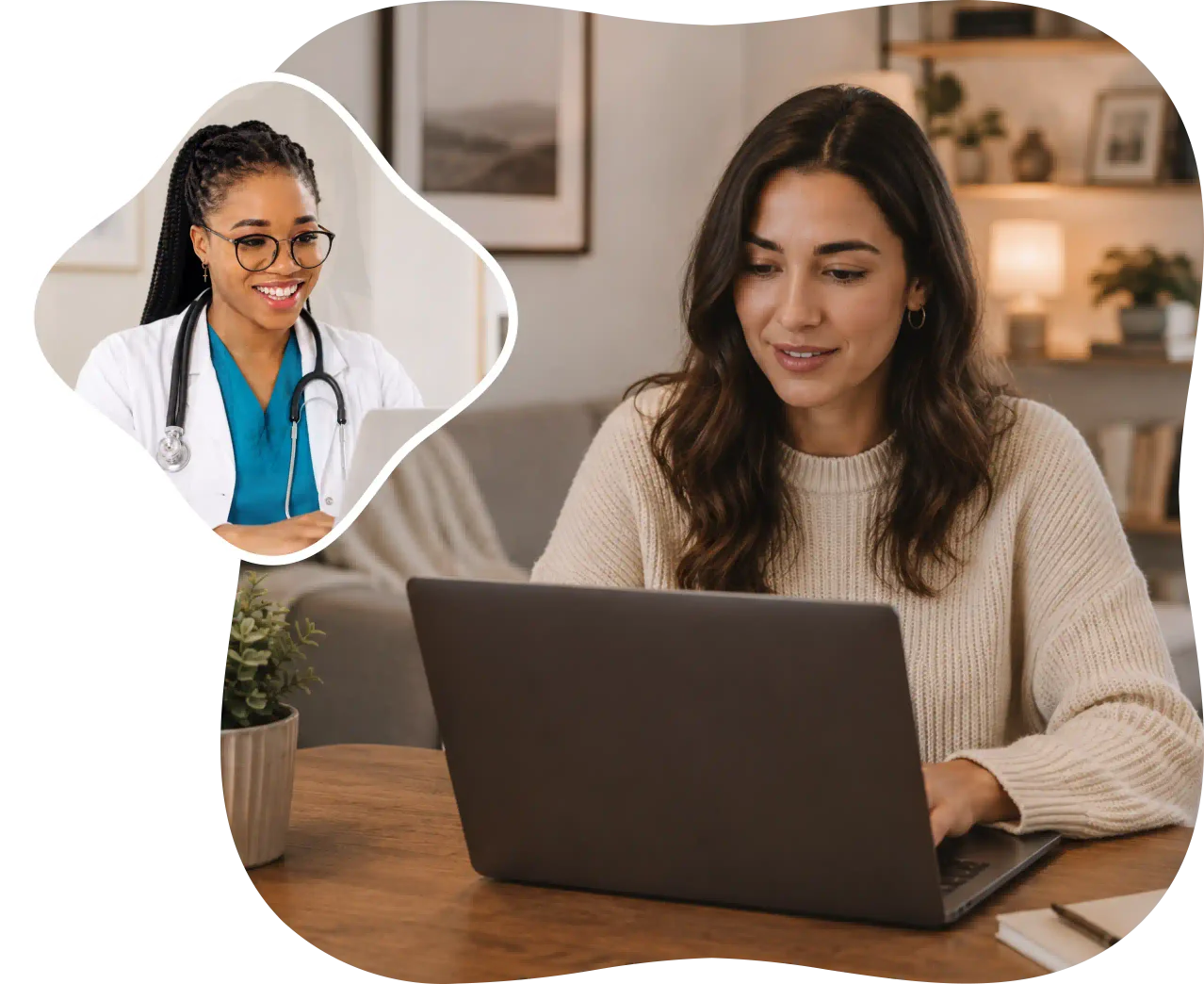 Patient having a virtual annual wellness exam at home