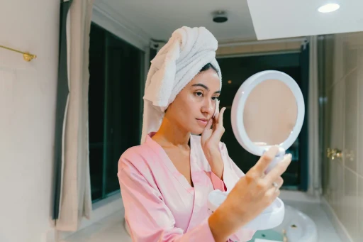 Patient reviewing skin care with a provider
