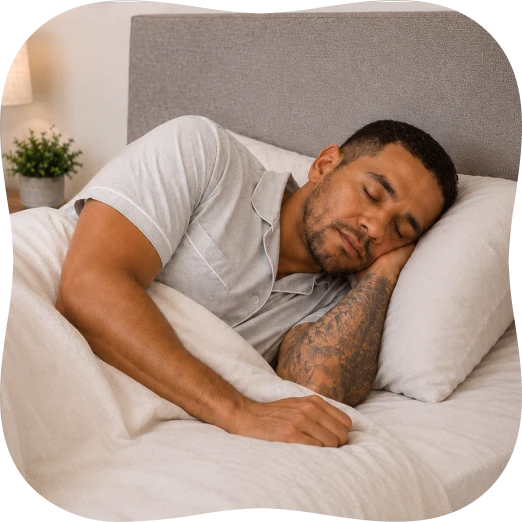 A patient resting comfortably with Circle Medical sleep apnea care